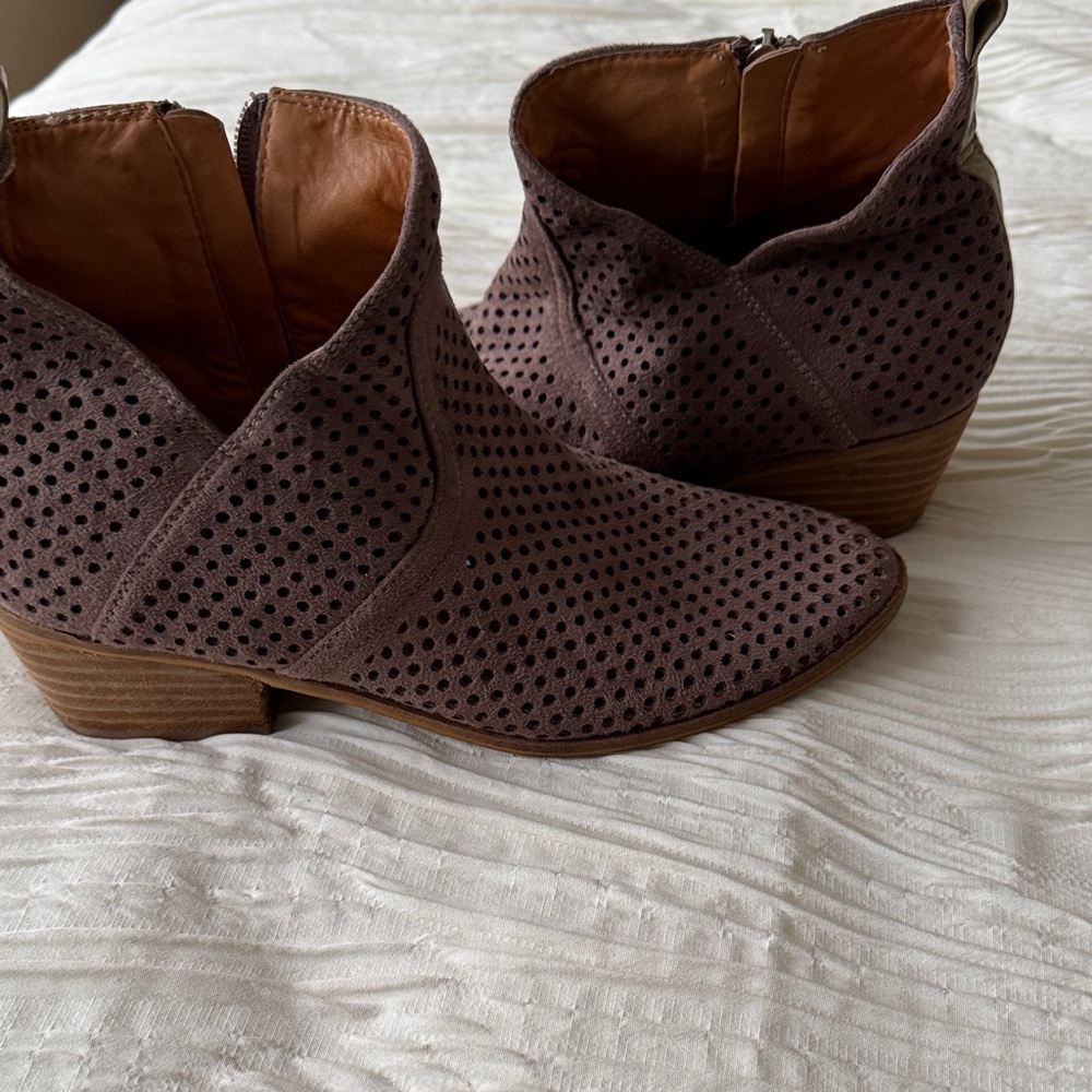 Catherine Malandrino Brown Perforated Ankle Booties